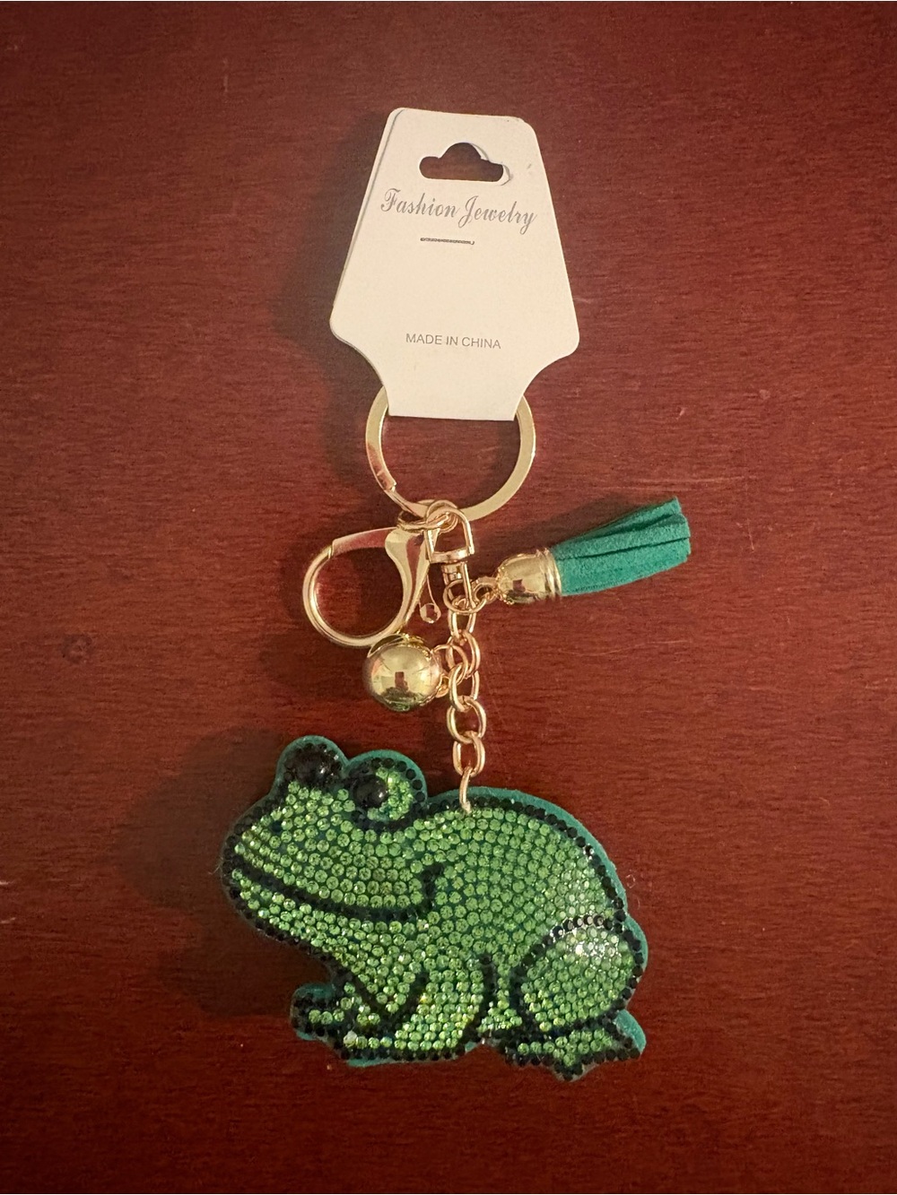 Puffy Frog Keychain with Sparkles and Gold Accents